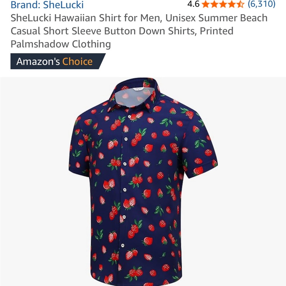 Brand New Shelucki berry Short Sleeve Button Up Shirt.